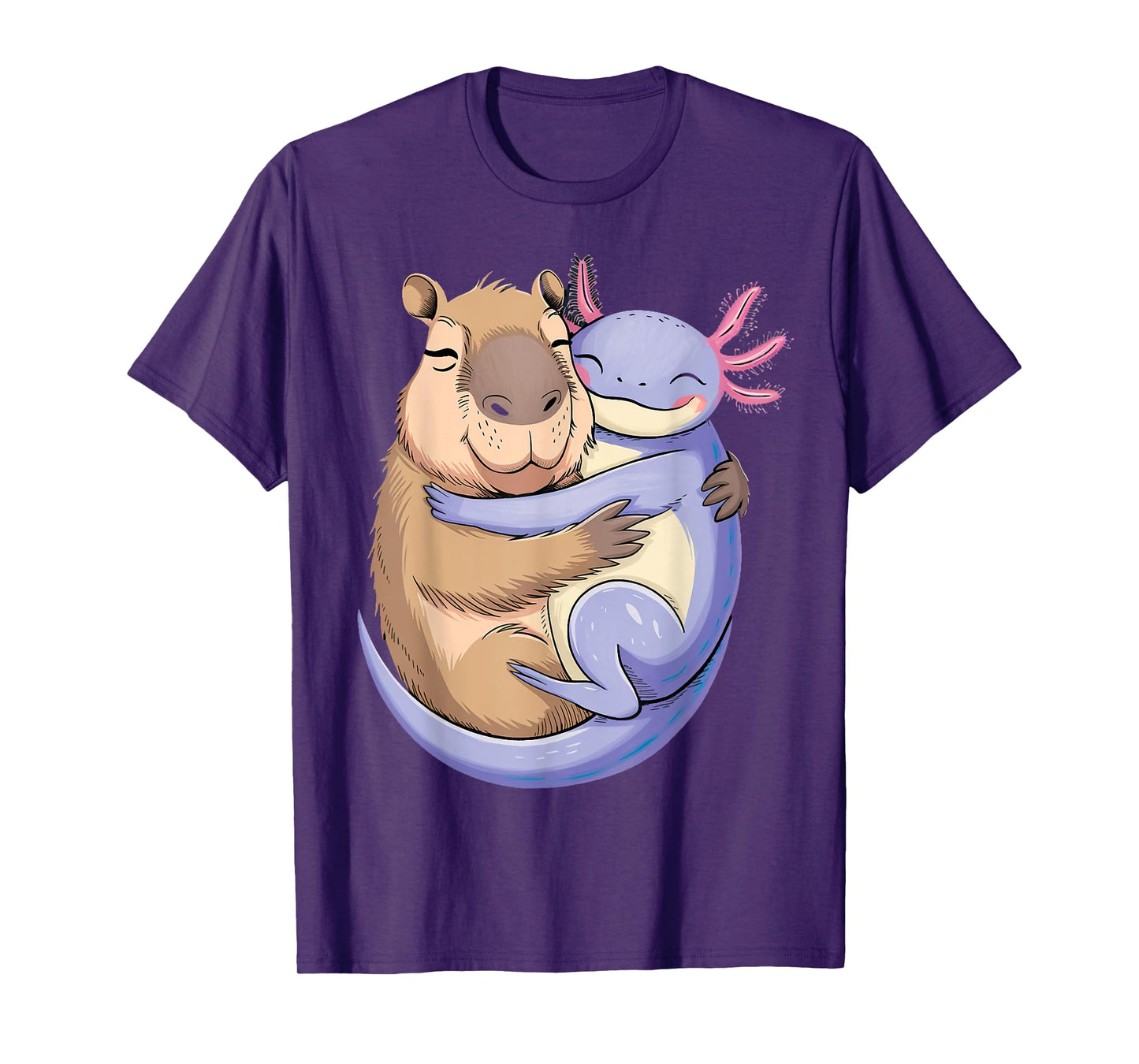 Capybara Hug Axolotl Rodent Animals Kawaii Capybara T-Shirt