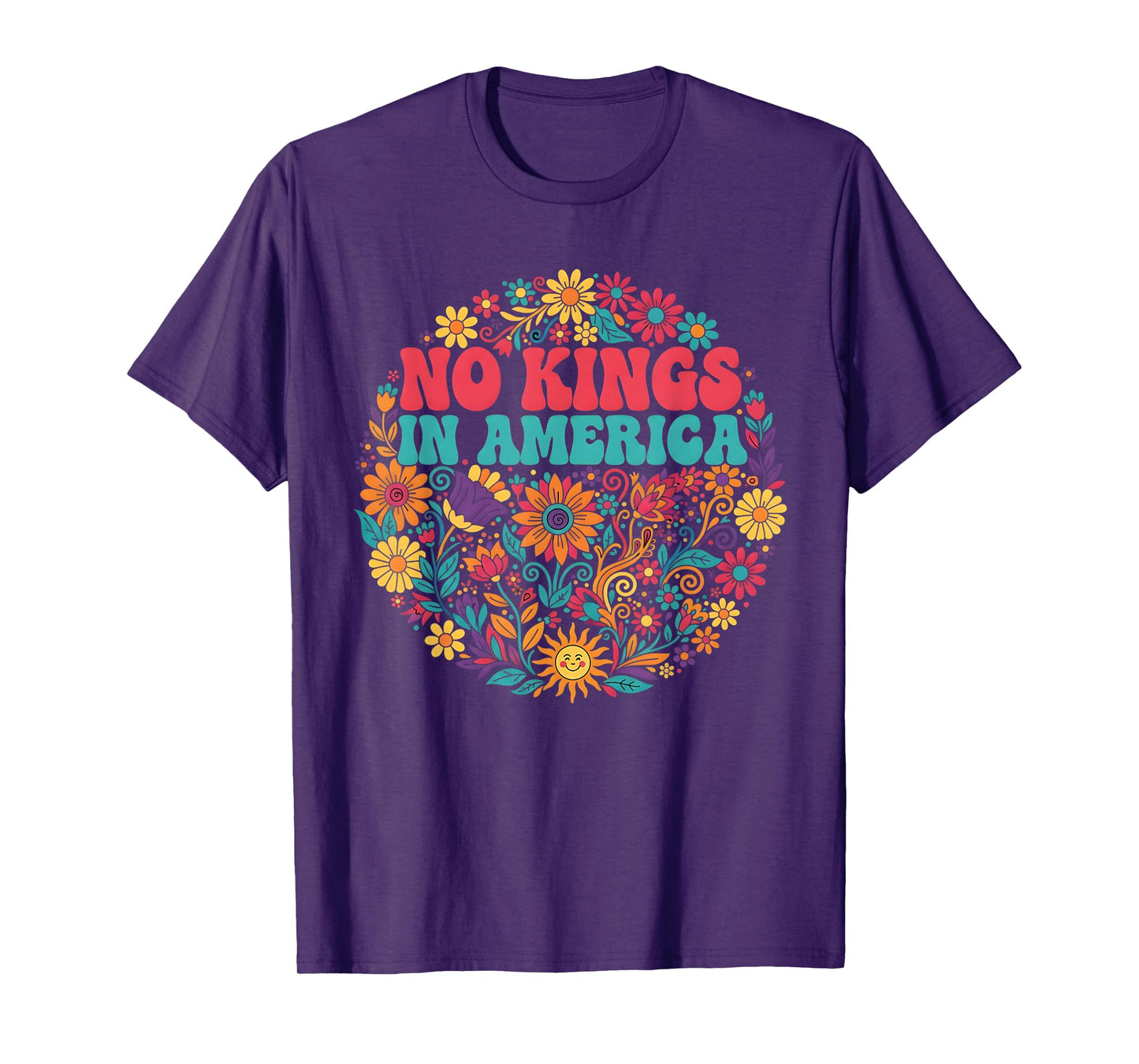 Floral No Kings in America Protest Democracy No Kings T-Shirt