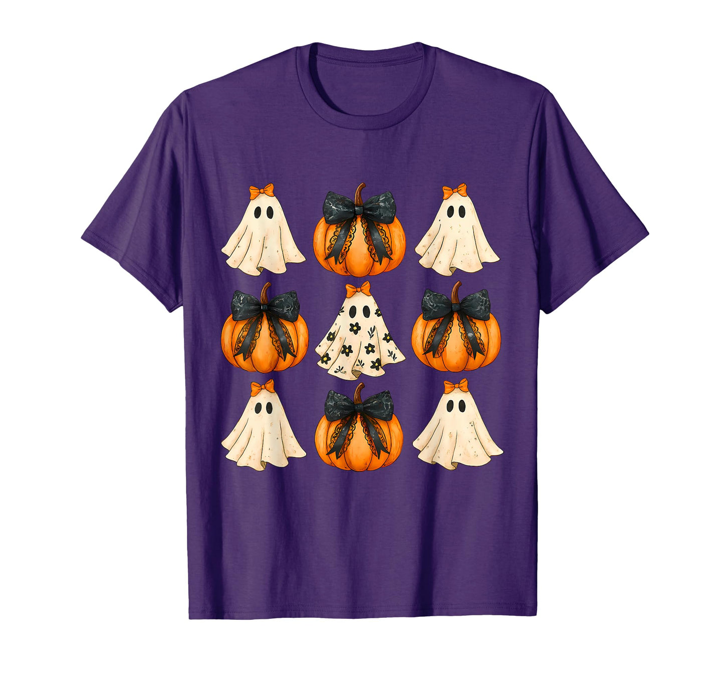 Halloween Coquette Bow Pumpkin Ghost Spooky Boo Women Girl T-Shirt