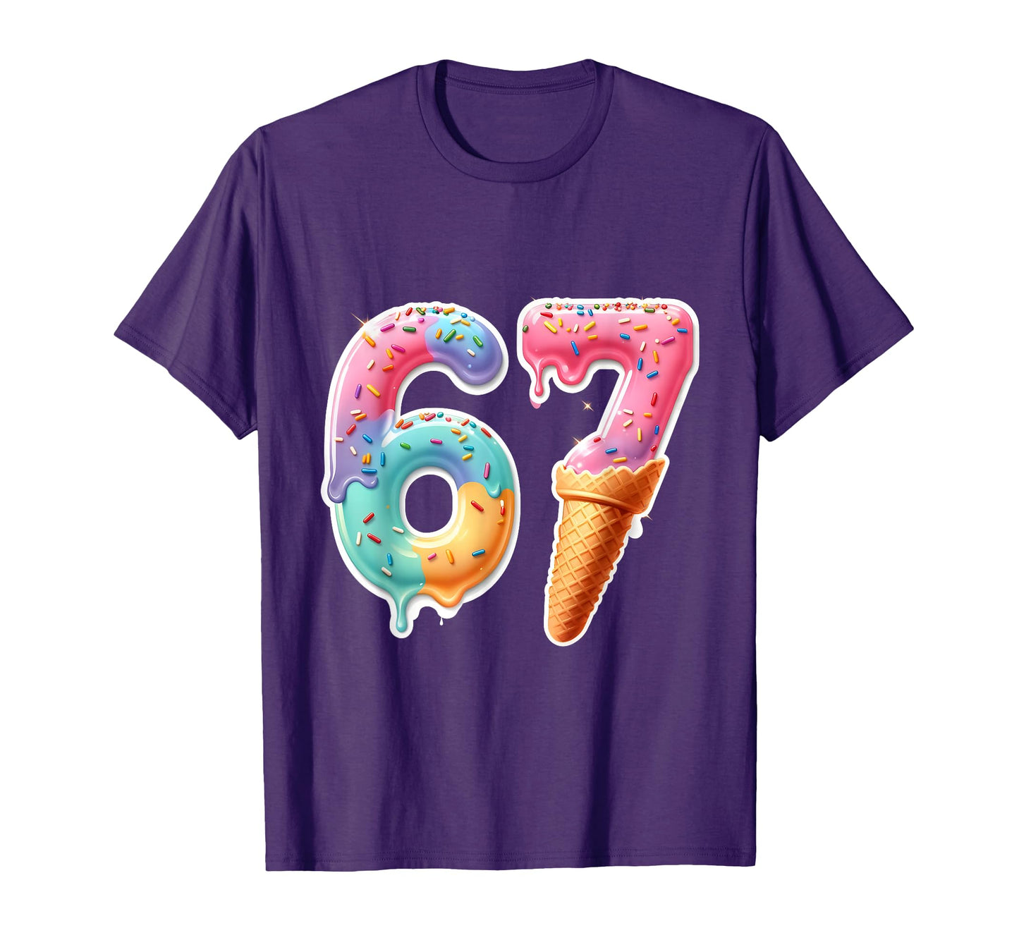 Six Seven 67 Ice Cream Drip Sports Cool Meme Funny Number T-Shirt
