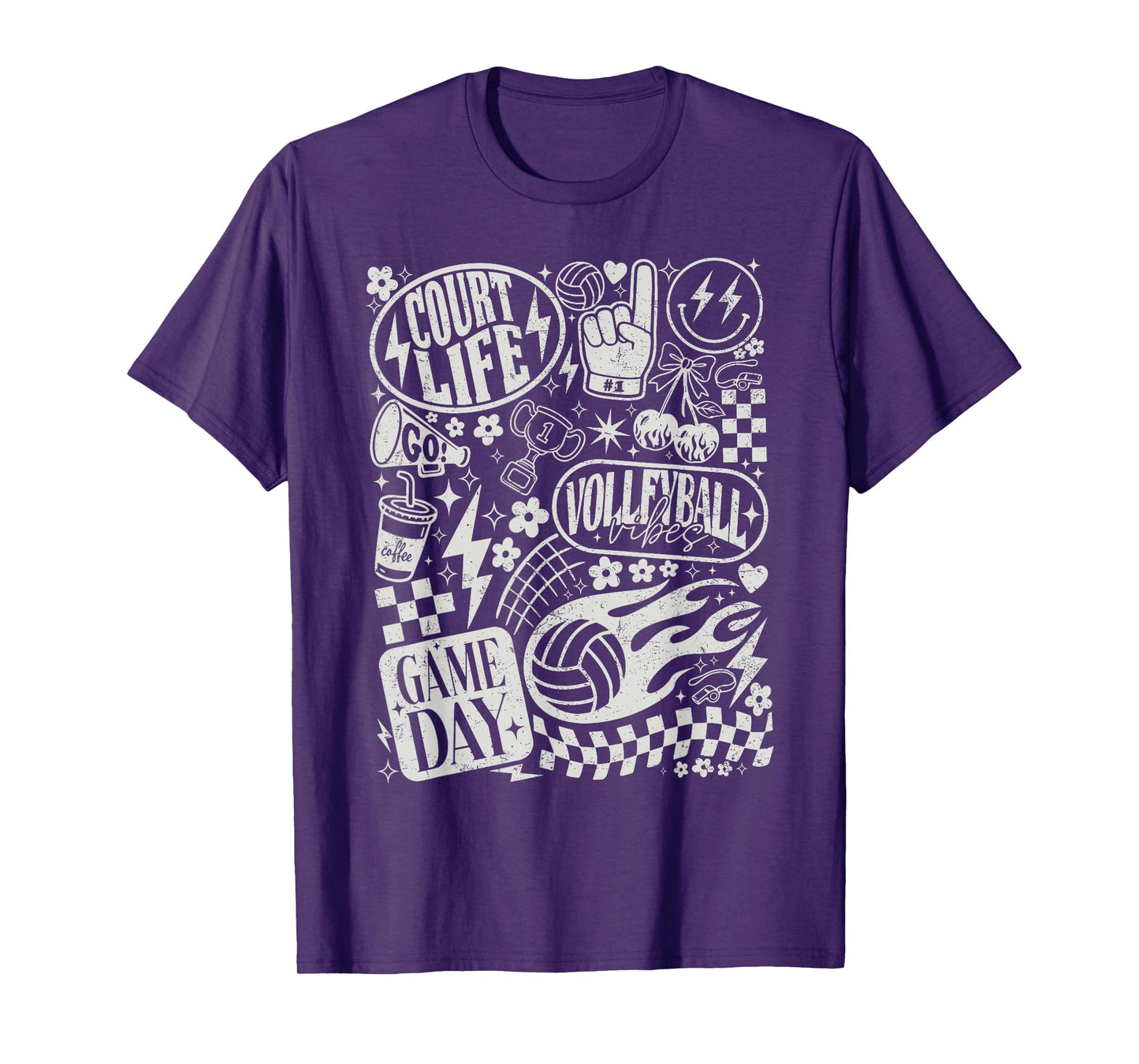 Retro Checkered Volleyball Game Day Men Women Kids T-Shirt