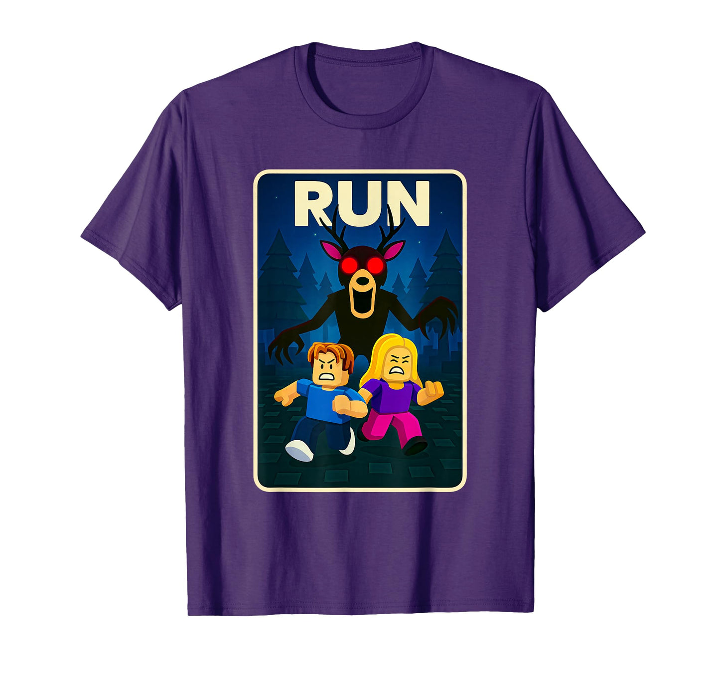Run - 99 Nights Halloween Gamer Deer in The Forest Kids Meme T-Shirt