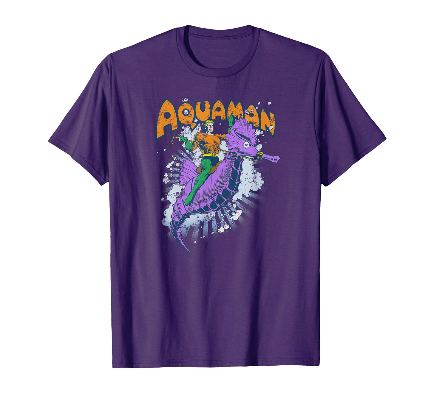 DC Comics Aquaman Ride Free Unisex-Adults T-Shirt, Blue, Small, Short Sleeve, Classic Fit
