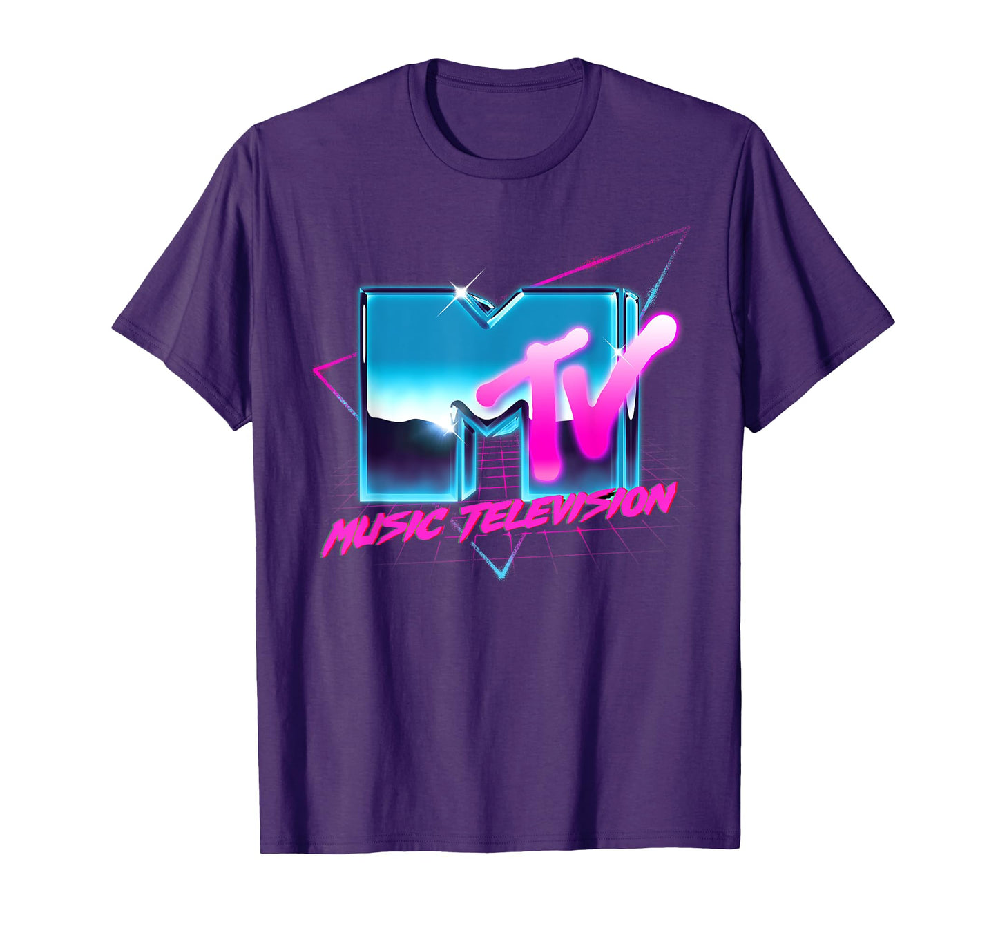 Mademark x MTV - Rad 80's MTV Logo Chrome Effect RetroWave Eighties MTV T-Shirt
