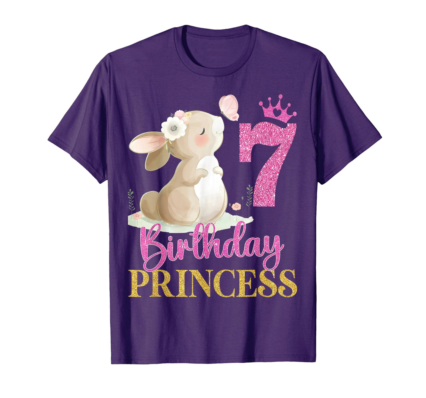 Kids 7th Birthday Rabbit Princess Girl Bunny 7 years old T-Shirt