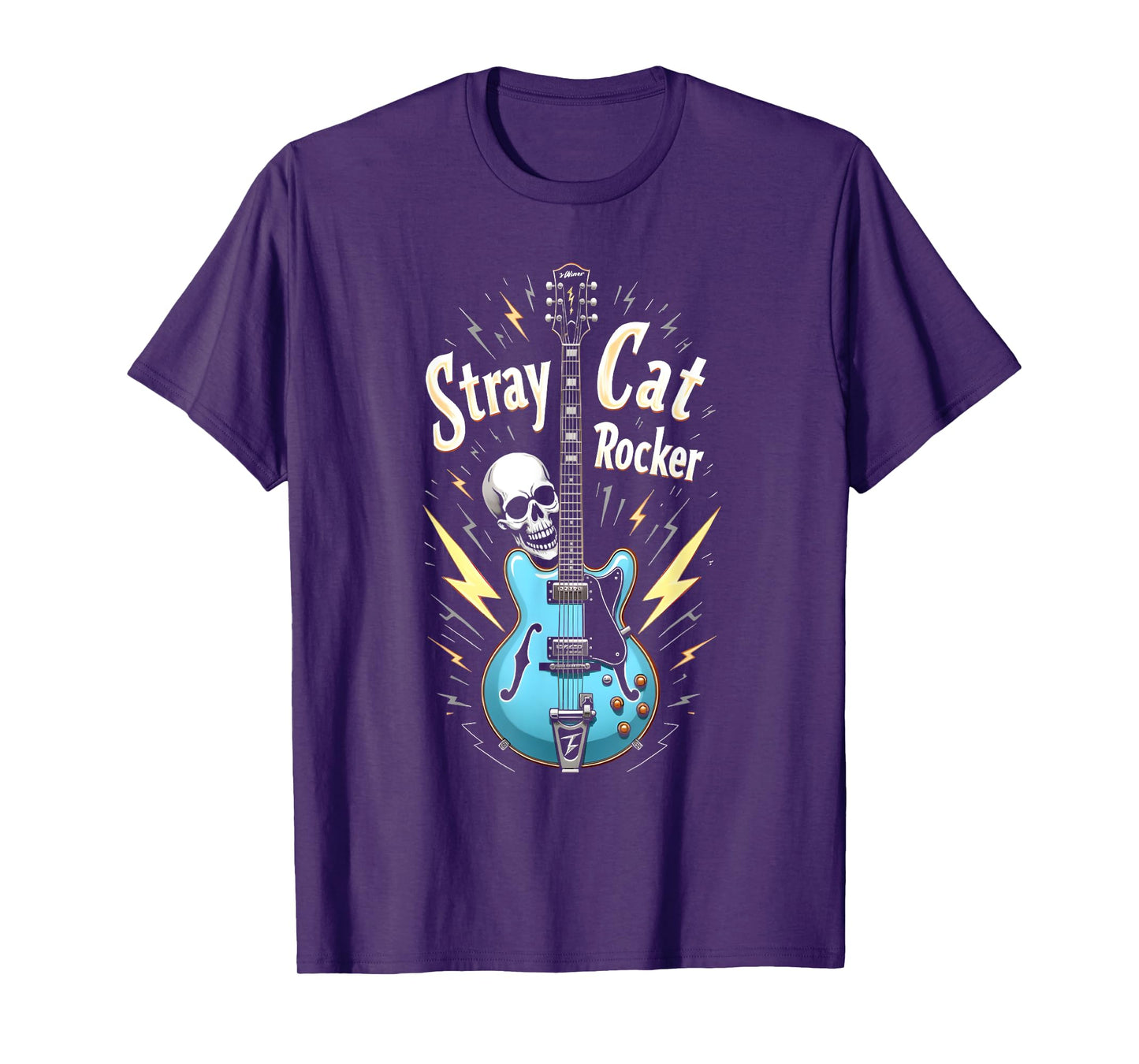 Stray Cat Rocker Vintage Style Rockabilly Guitar T-Shirt