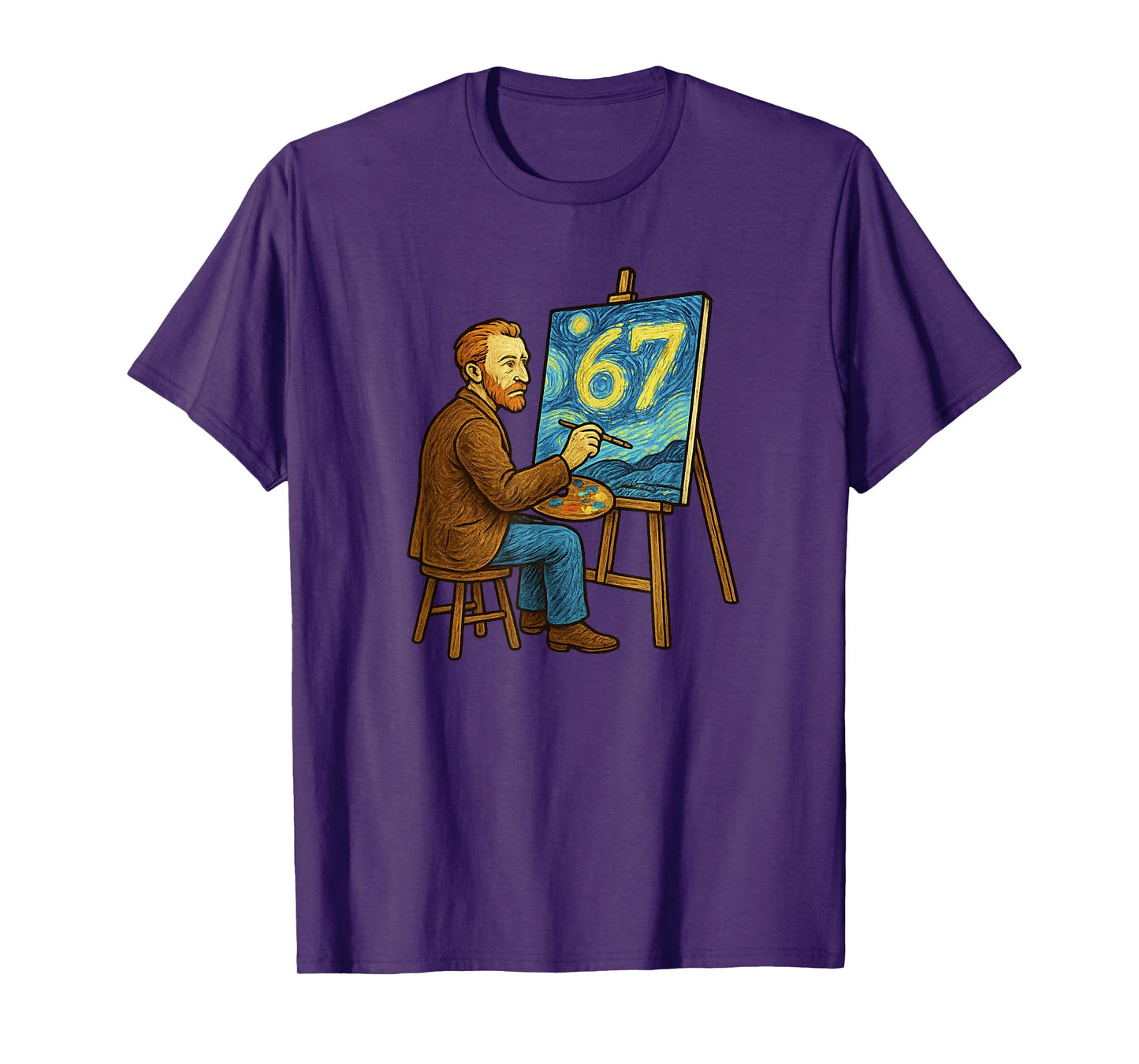 Van Gogh Starry Night 6 7 Funny 67 Meme for Art History Fans T-Shirt