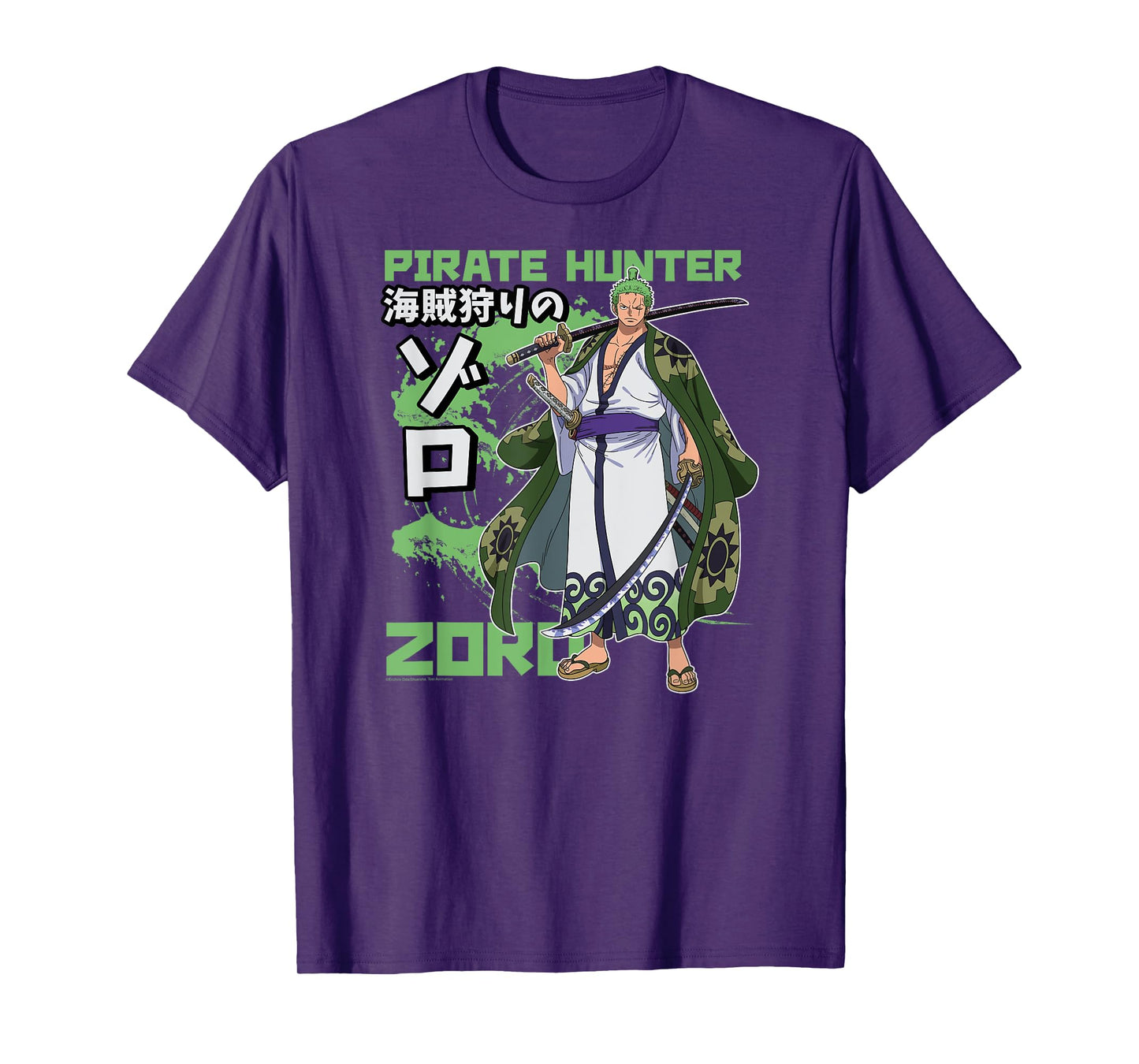 One Piece Anime Pirate Hunter Zoro Wano Costume Kanji T-Shirt