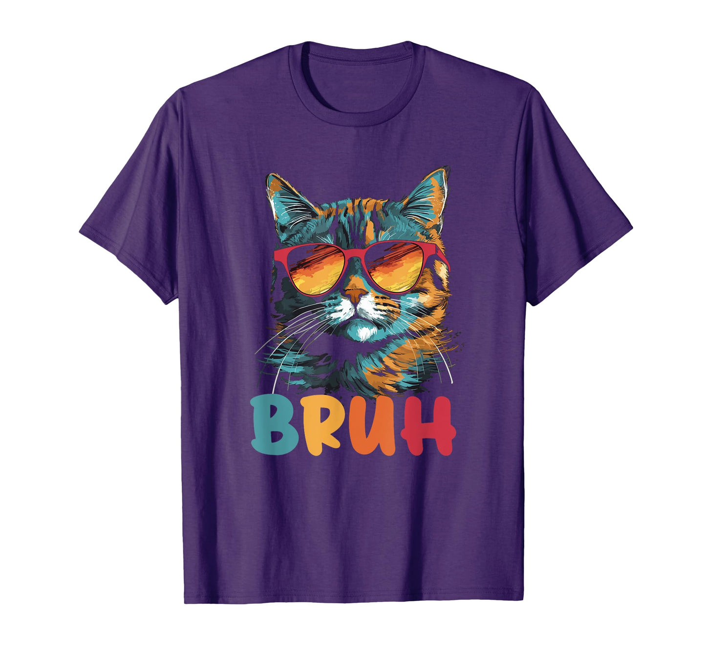 Funny Meme saying Bruh with Cat Greetings Teens Boys Men T-Shirt