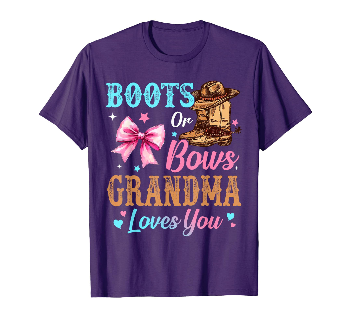 Boots or Bows Grandma Loves You Gender Reveal Family T-Shirt