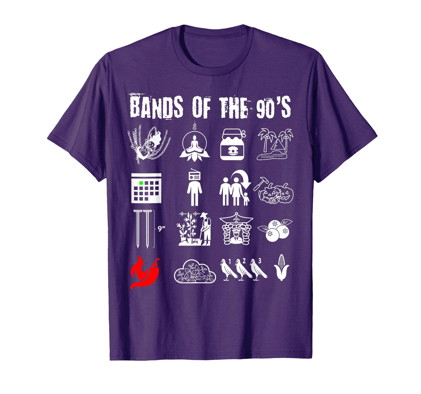Funny Nerdy Iconic Alternative Rock Bands of the 90s White T-Shirt