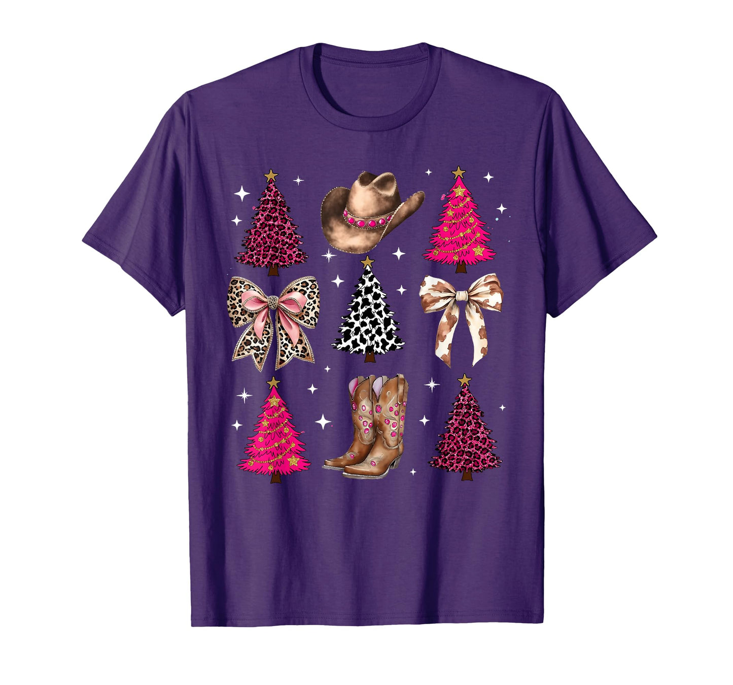 Howdy Christmas Cowboy Cowgirl Squad Coquette Bow Girl Women T-Shirt