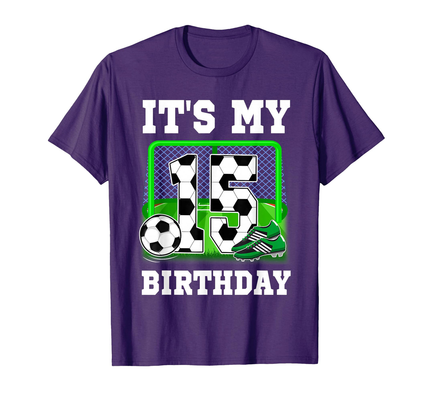 It's My 15th Birthday Soccer Theme 15 Year Old Boy Party T-Shirt