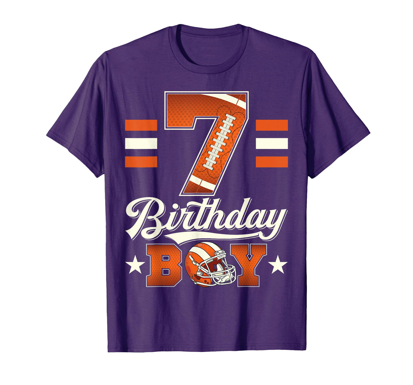 Seven 7th Birthday Boy Football 7 Year Old Sports Party T-Shirt