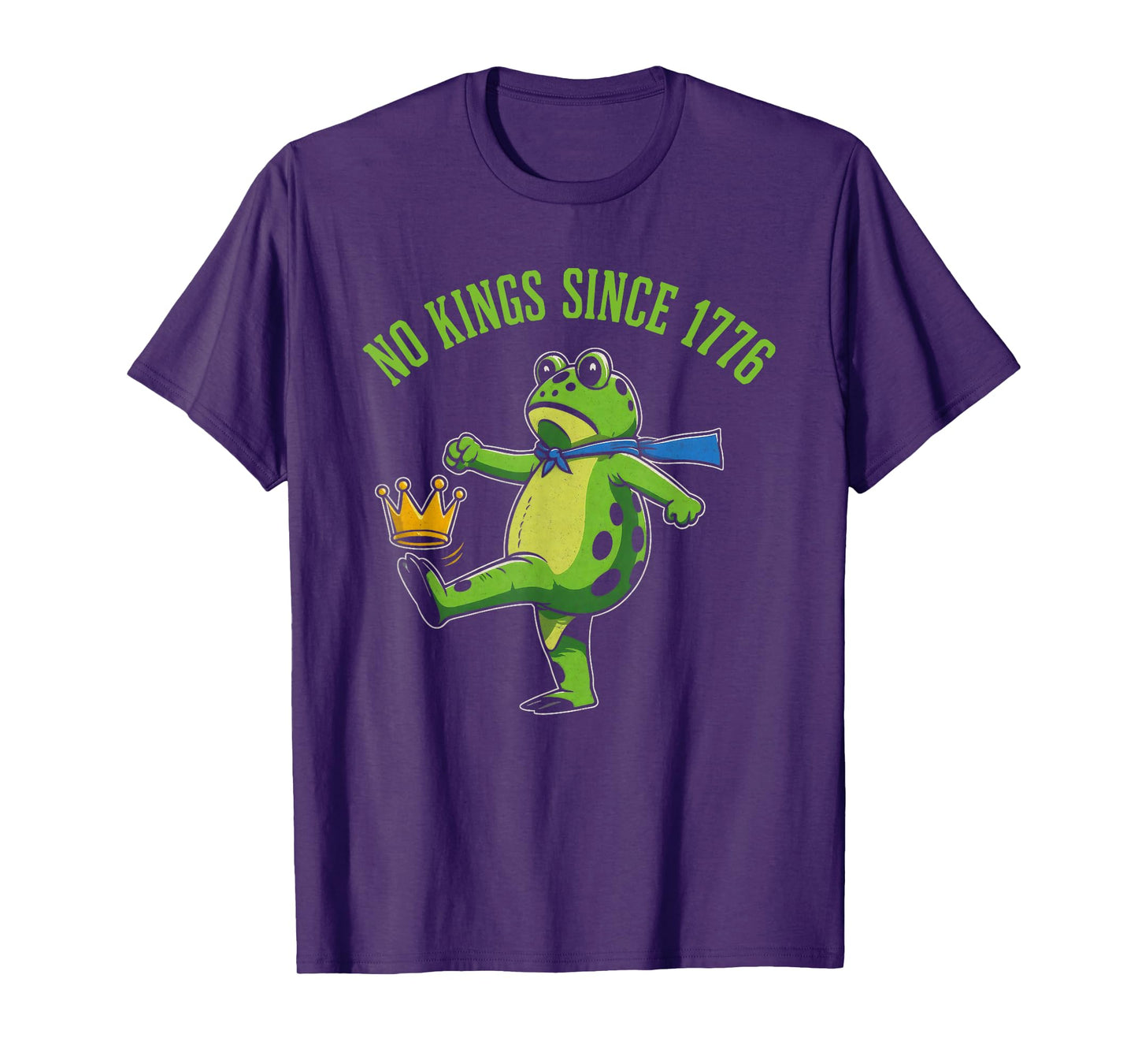 No Kings Since 1776 Portland Frog Kicking Crown Retro T-Shirt