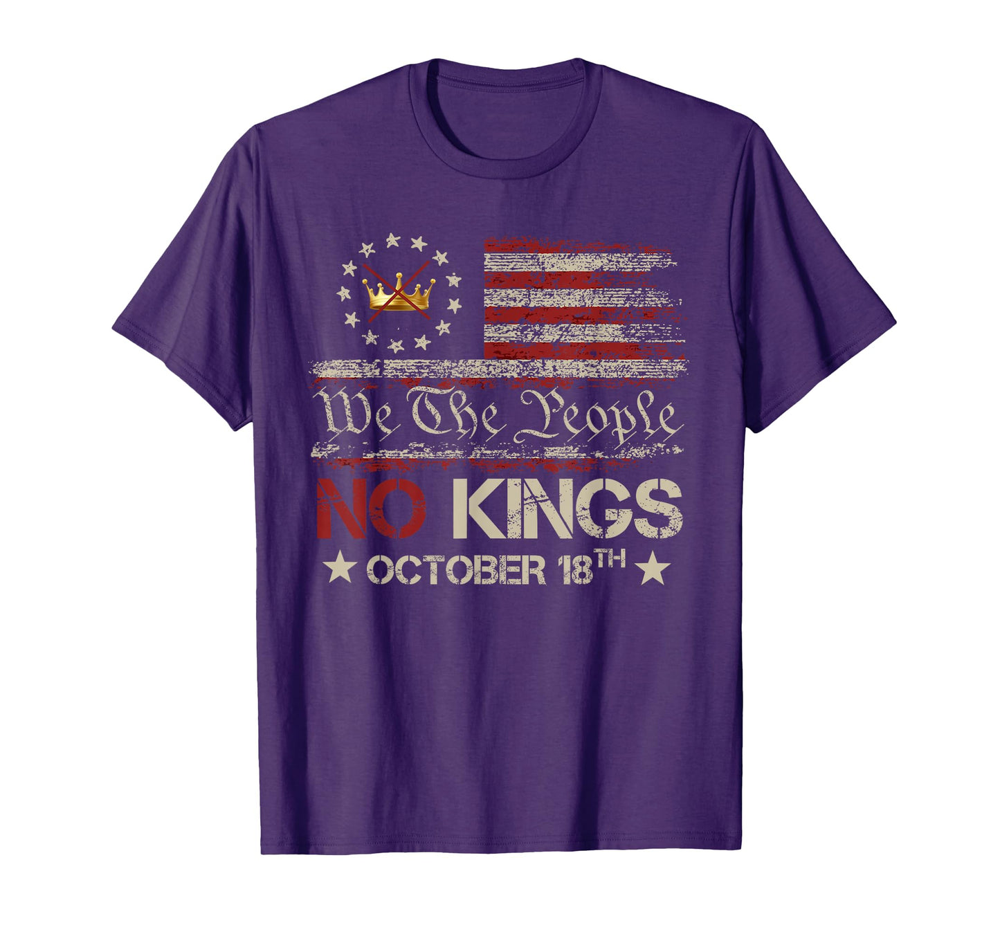 No Kings Vintage America Flag 1776 October 18 T-Shirt