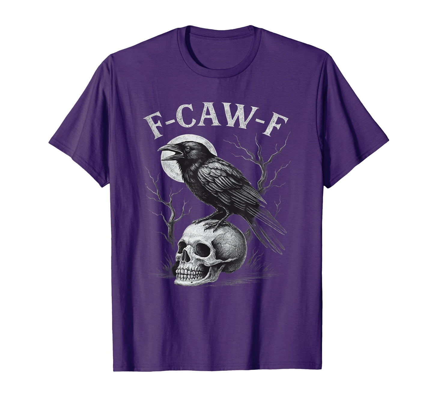 F-Caw-F Black Crow Bird Retro Vintage Gothic Moon F-Caw-F T-Shirt