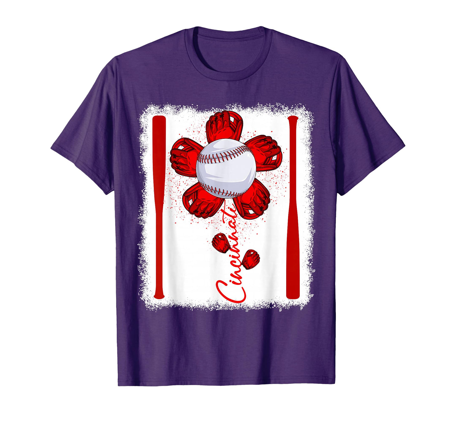 Cute Flower Cincinnati Retro Baseball Lover Game Day T-Shirt