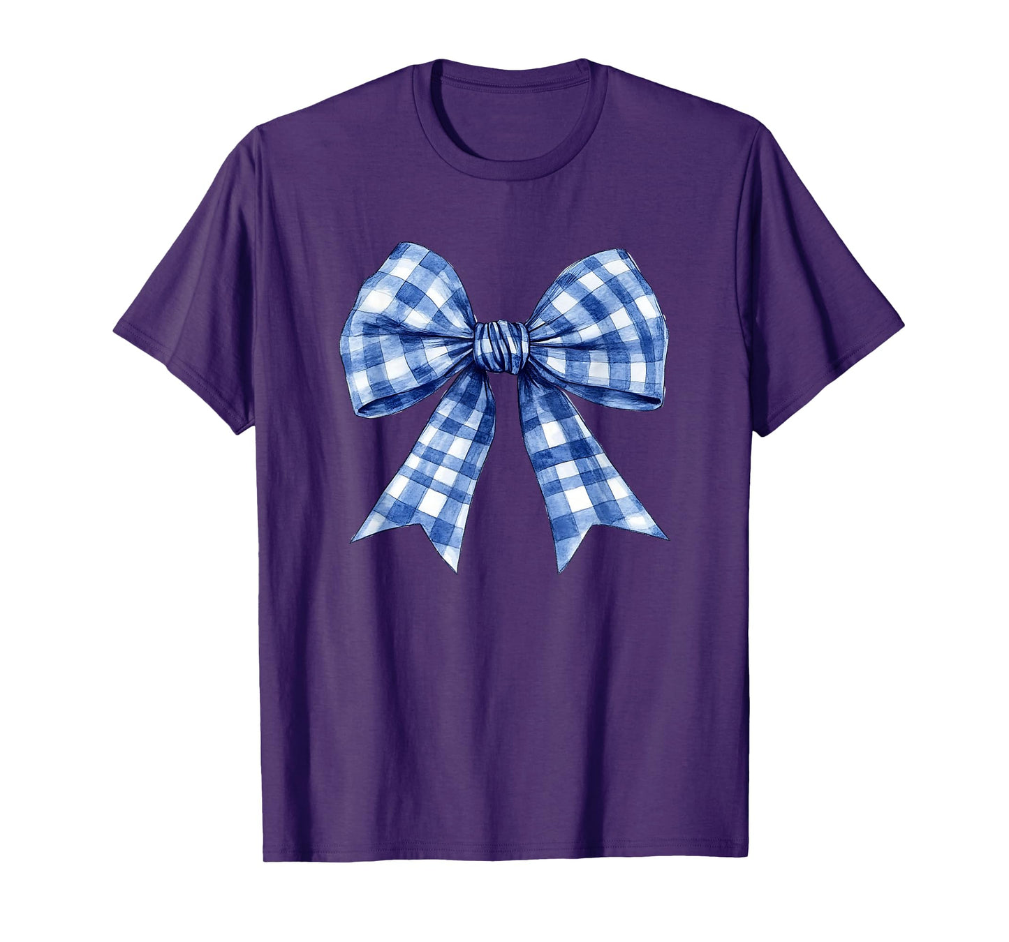 Blue Gingham Coquette Bow Trendy Retro Plaid Cute for Women T-Shirt