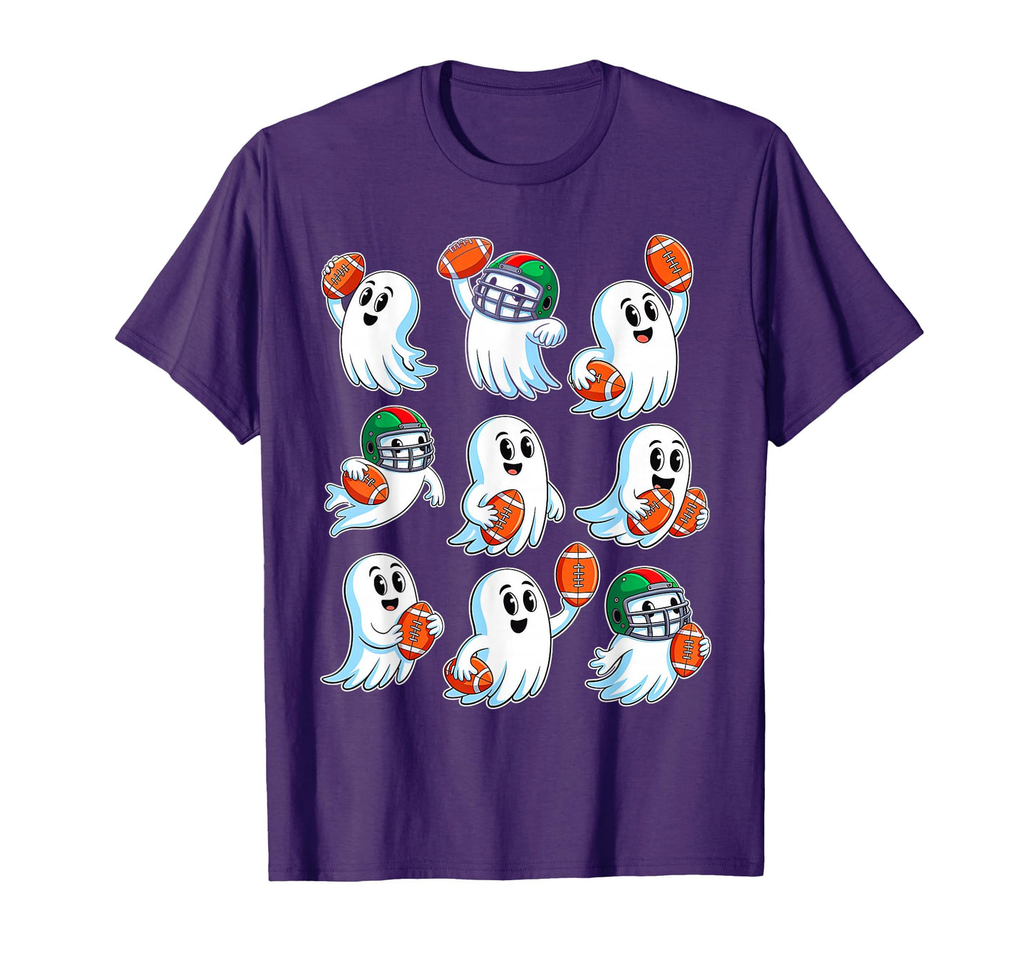 Boo Ghost Halloween Football Happy Halloween Football Lover T-Shirt