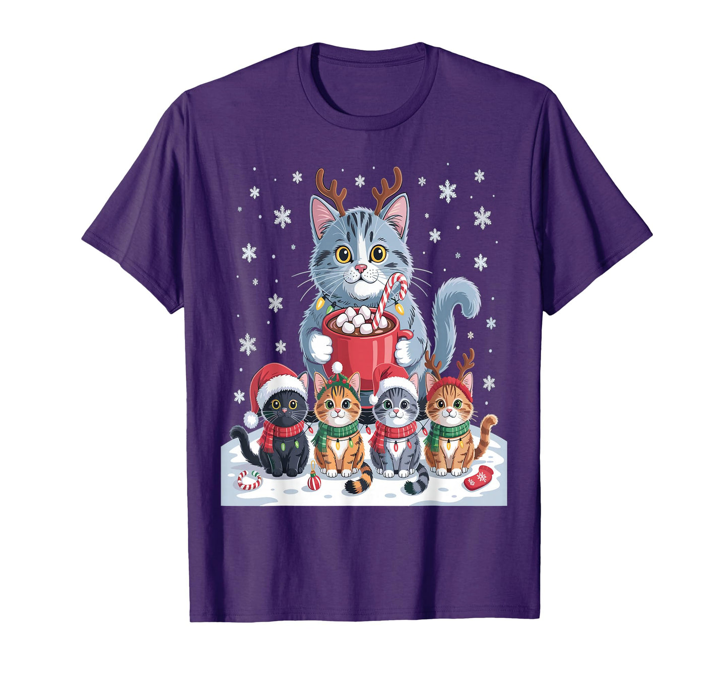 Funny Cat Christmas Shirt Holiday Santa Design T-Shirt