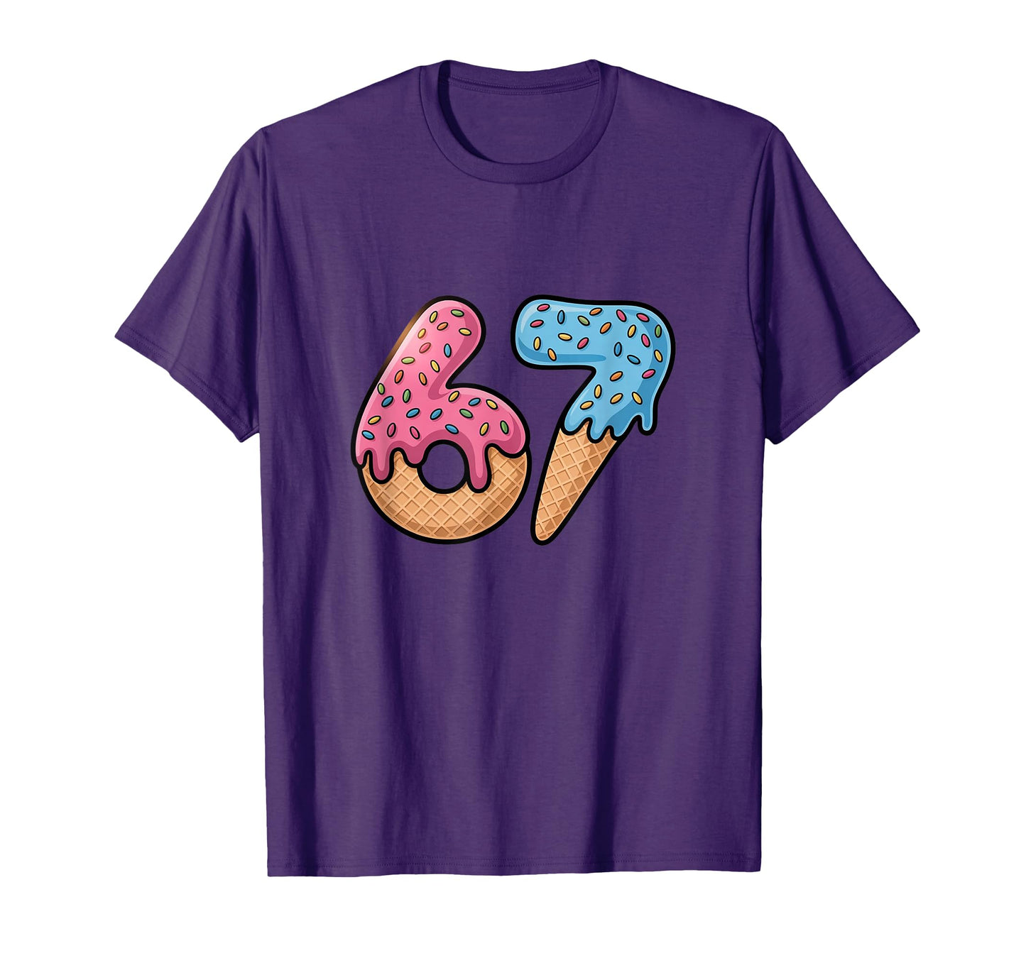 Six Seven Ice Cream Drip Cool Meme 67 Funny Number T-Shirt