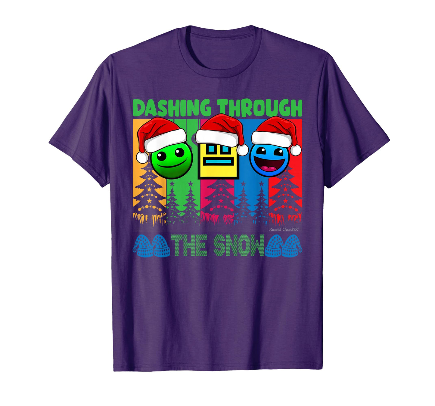 Geometry Dashing Through The Snow Sleep Dash Game Christmas T-Shirt