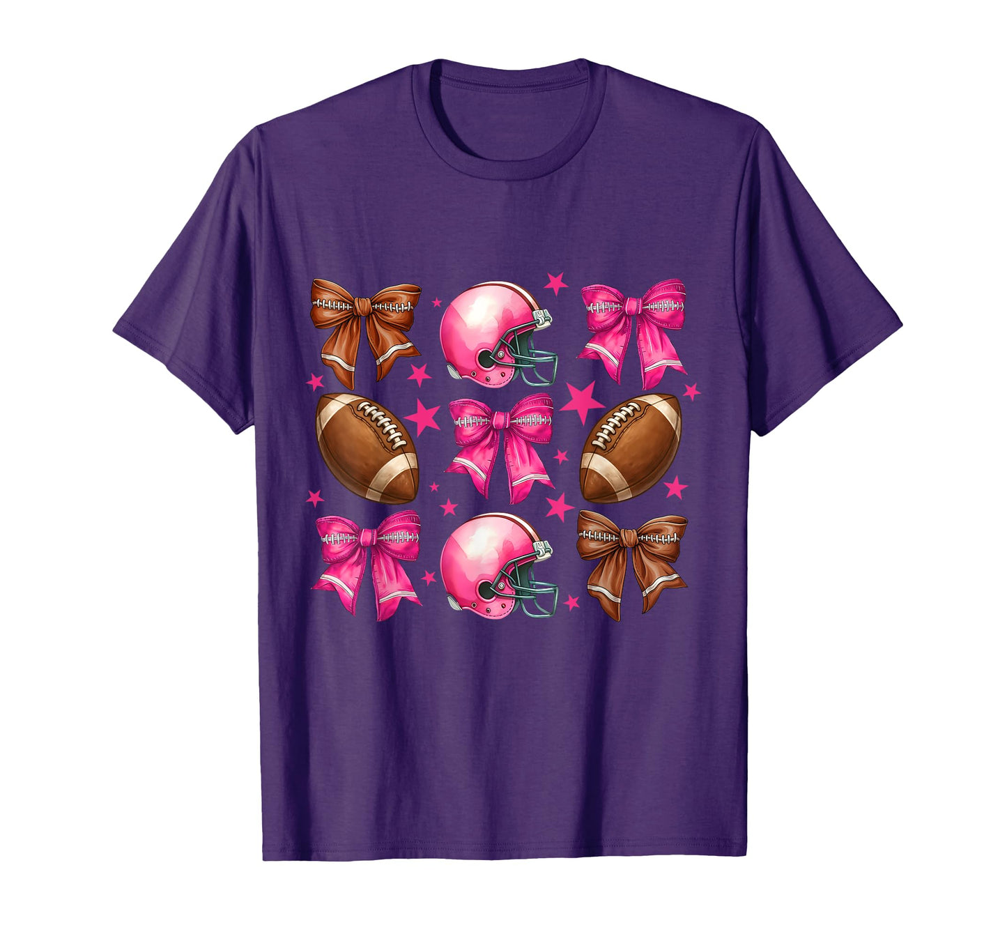 Coquette Bow Football Lover Game Day Football Women Girls T-Shirt