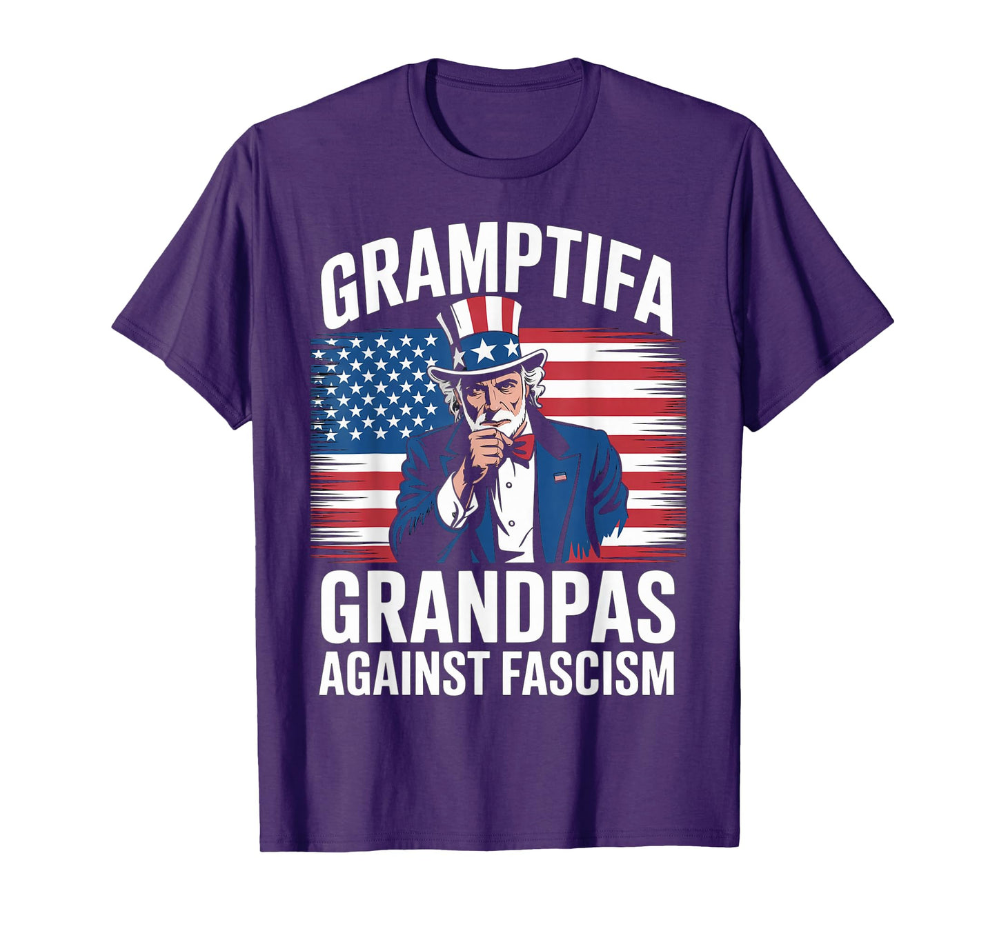 Gramptifa Grandpa Against Fascism Flag Resist No Kings Papa T-Shirt