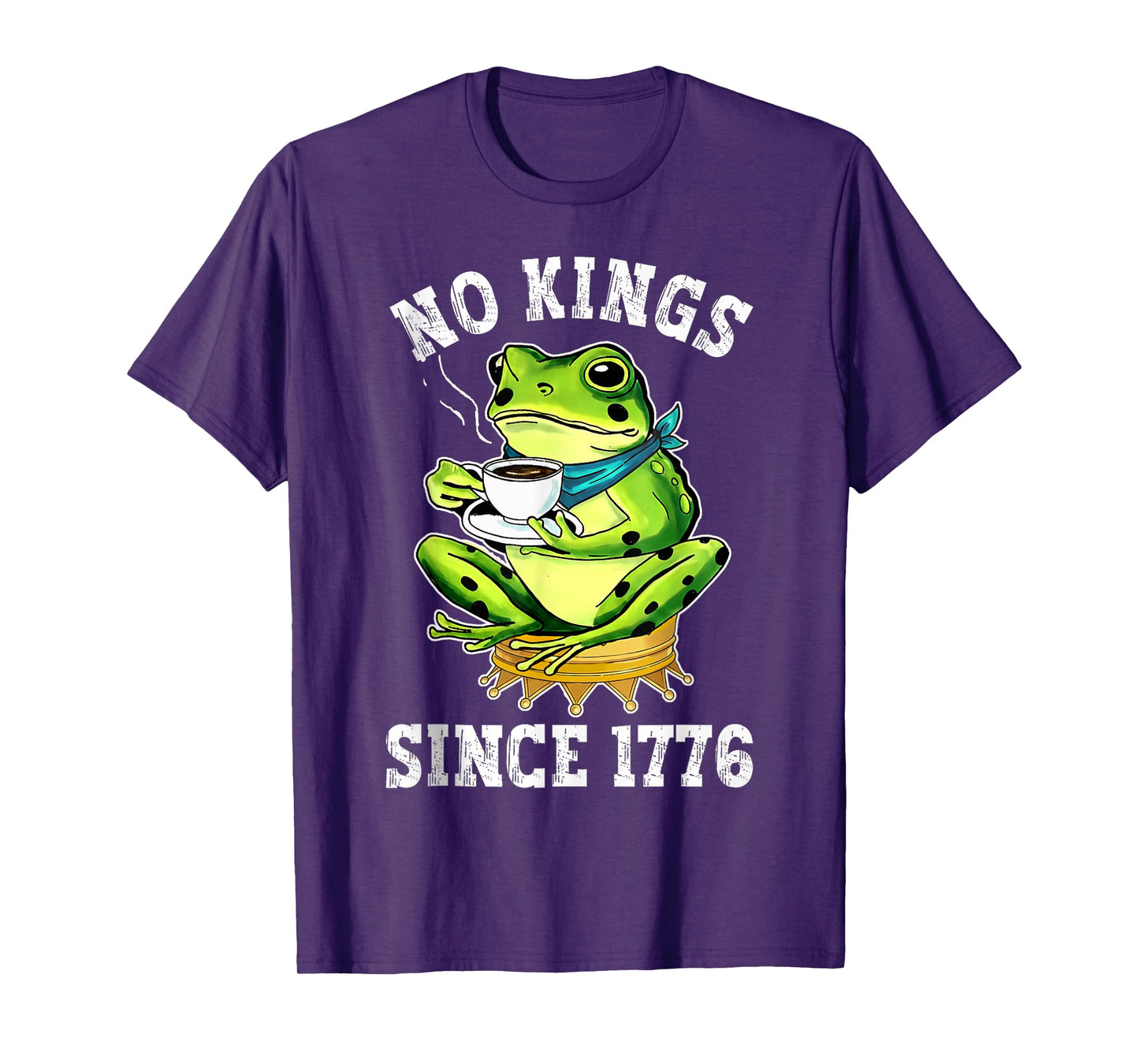No Kings Since 1776 Portland Frog Kicking Crown Retro T-Shirt
