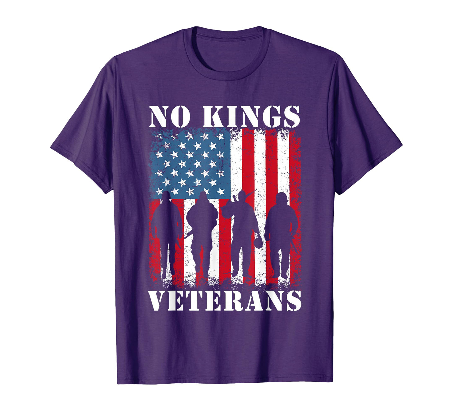 Veterans No Kings Vintage America Flag Veterans T-Shirt