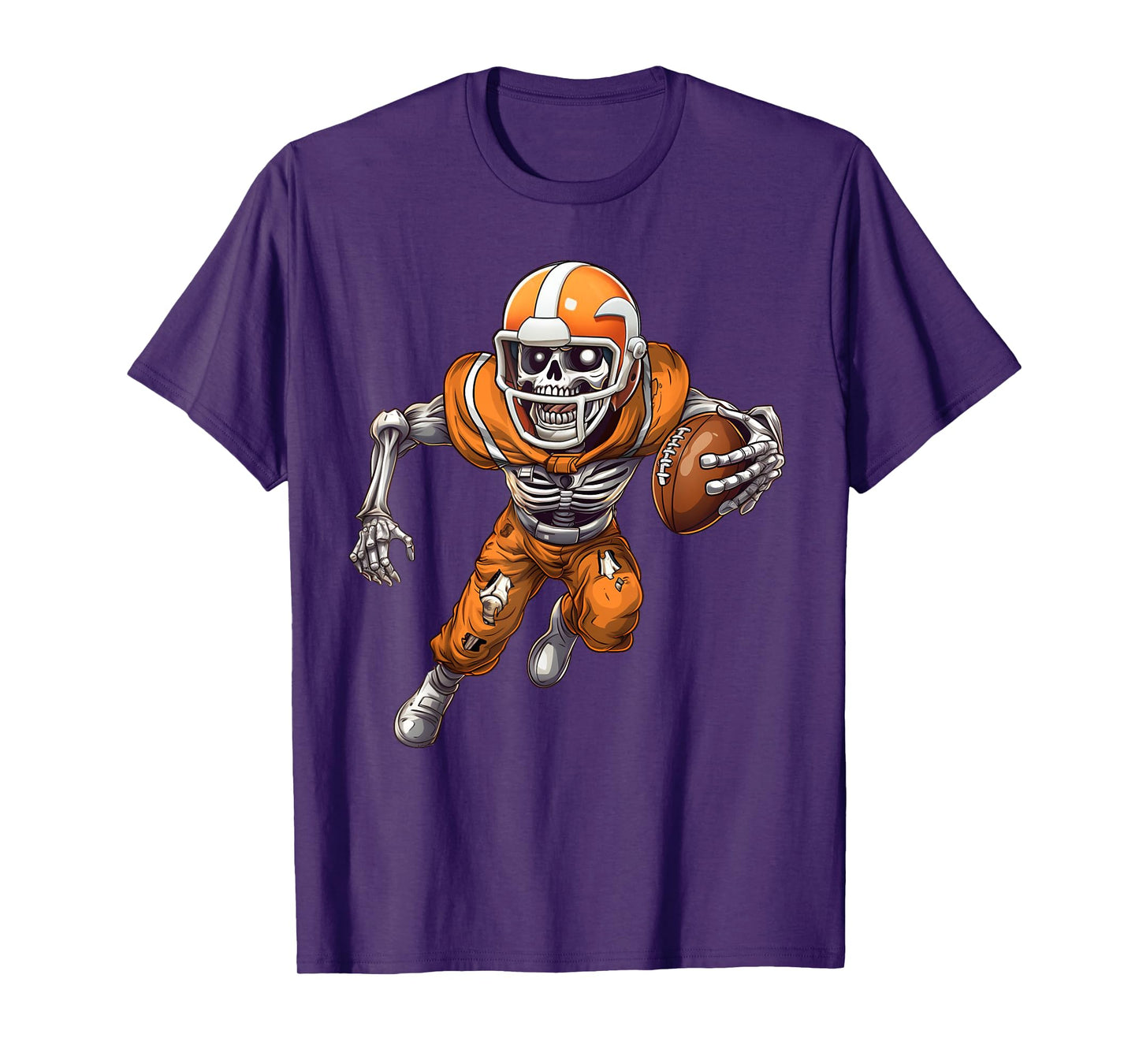 Funny Halloween Shirts Men Boys Skeleton Playing Football T-Shirt