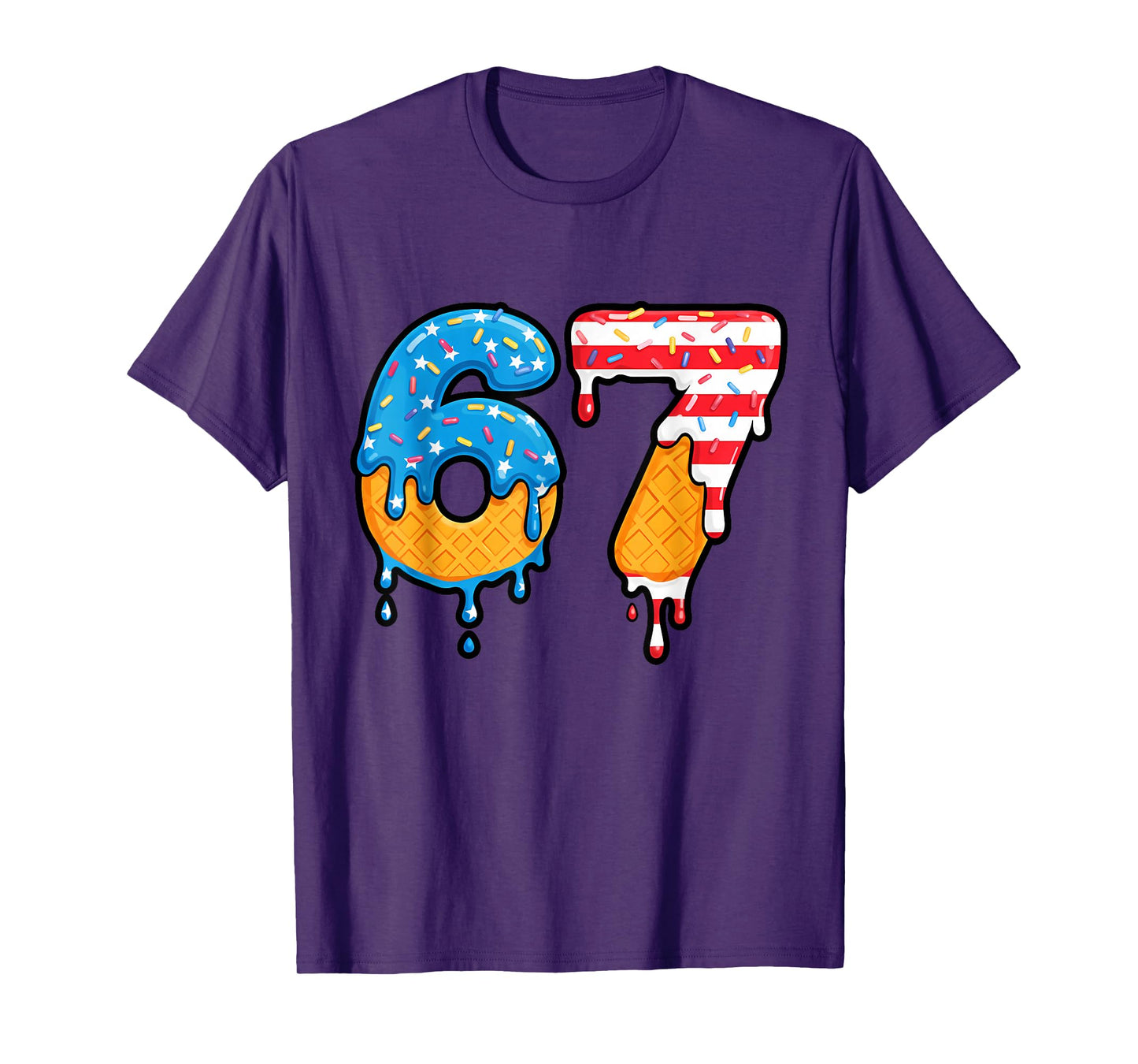 Mason 67 Ice Cream Drip Meme Six Seven USA Flag Funny T-Shirt
