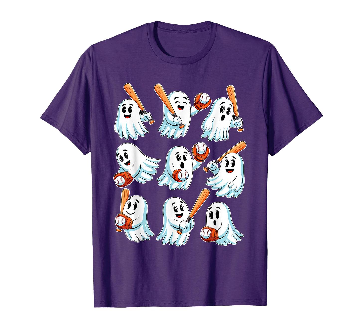 Boo Ghost Halloween Baseball Happy Halloween Baseball Lover T-Shirt