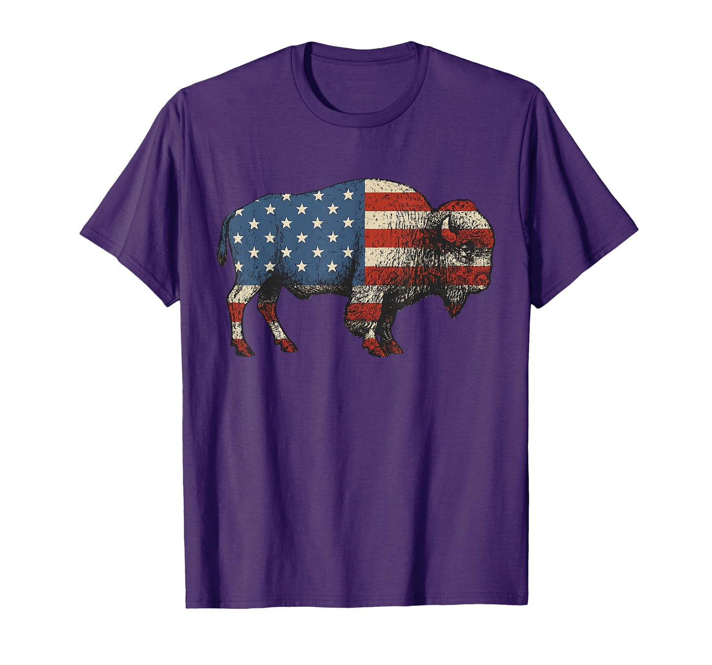 Bison USA American Flag Patriotic United States T-Shirt