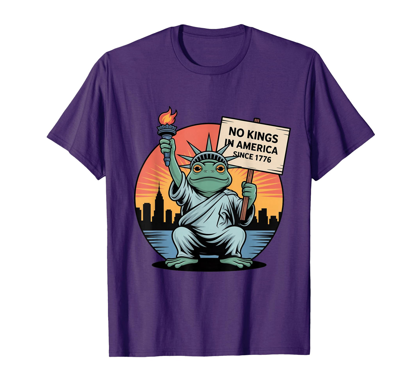 Statue of Ribbity No Kings in America Frog Protest Liberty T-Shirt