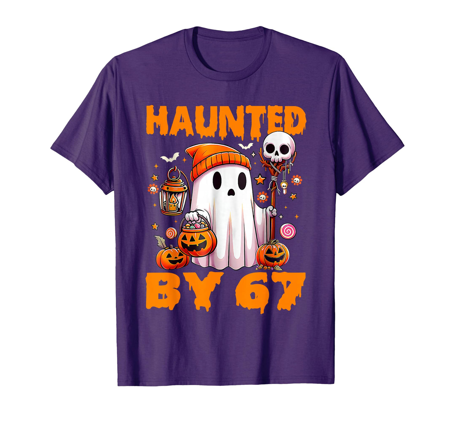 Haunted by 67 Meme Saying 6 7 Six Seven Boo Ghost Halloween T-Shirt