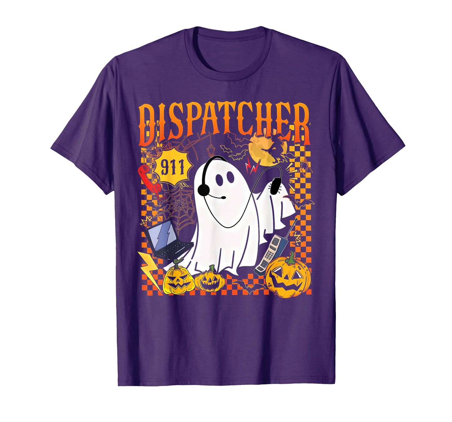 Groovy Spooky 911 Dispatcher Ghost Halloween Police Dispatch T-Shirt