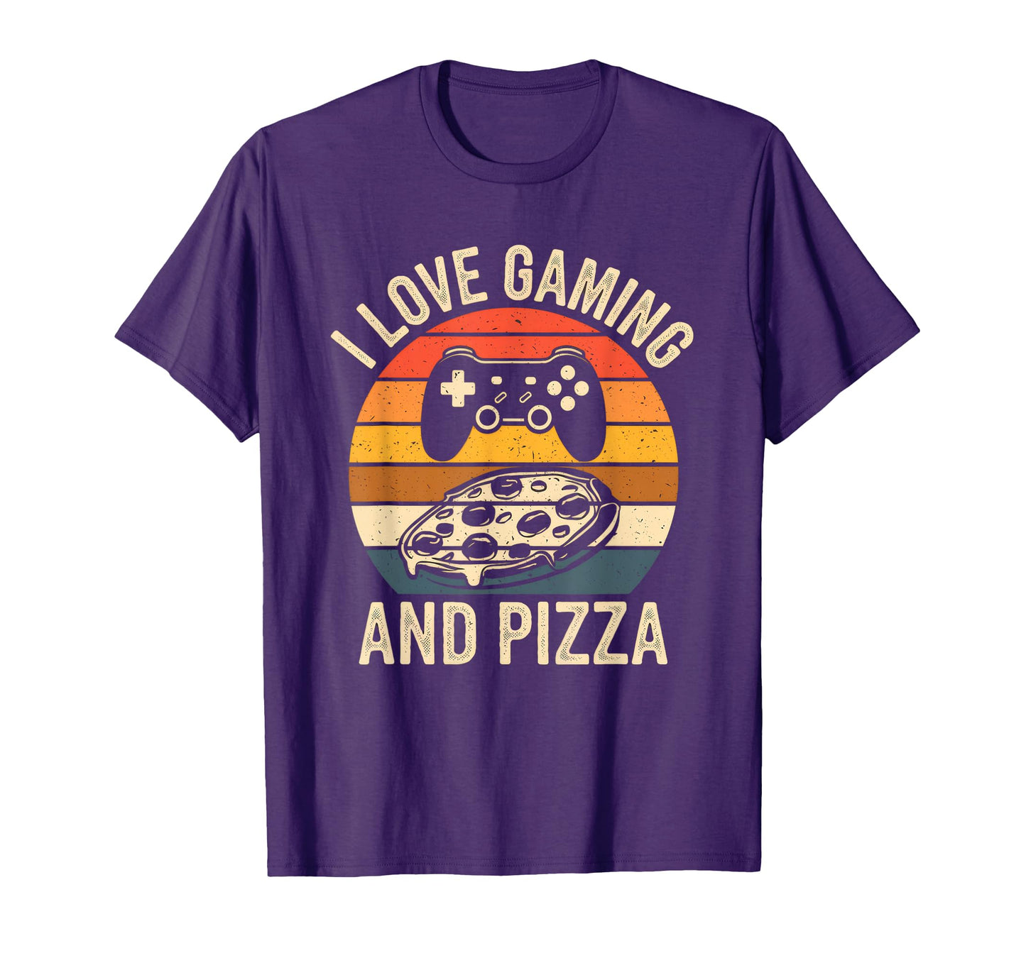 I Love Gaming And Pizza Vintage Funny Retro Pizza Gamer T-Shirt