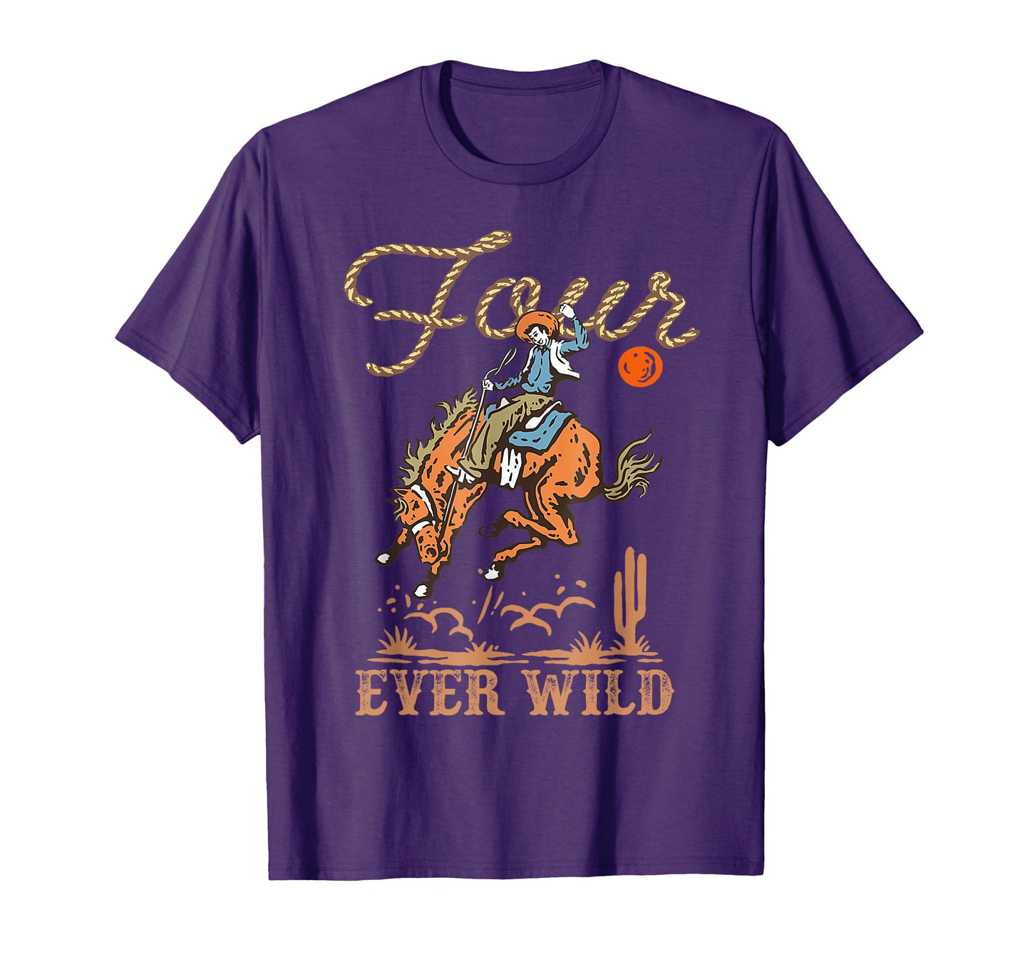 Kids Western Rodeo 4th Birthday Boy Four Ever Wild Cowboy T-Shirt