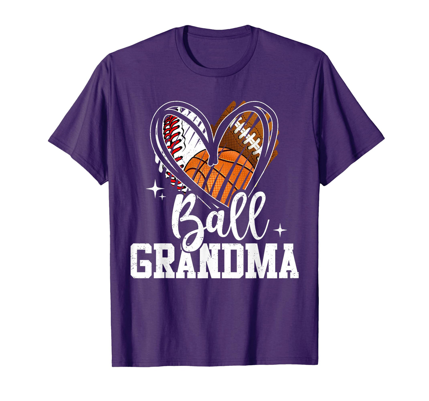 Ball Grandma Baseball Football Basketball Heart T-Shirt