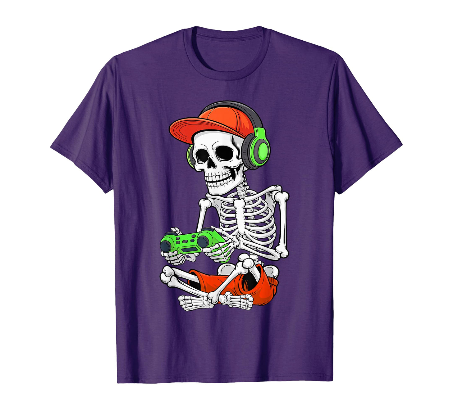 Cool Skeleton Gamer Video Gaming Halloween Men Teen Boy T-Shirt