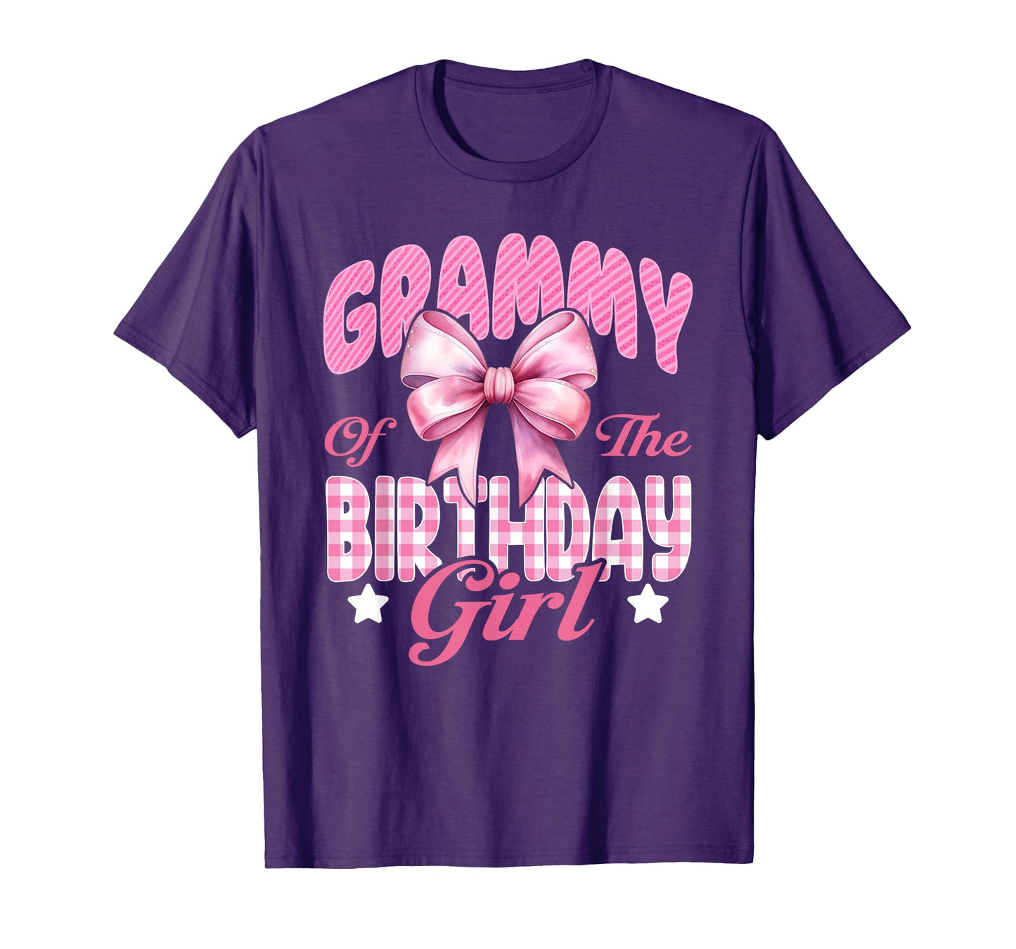 Grammy of The Birthday Girl Family Pink Coquette Bow T-Shirt