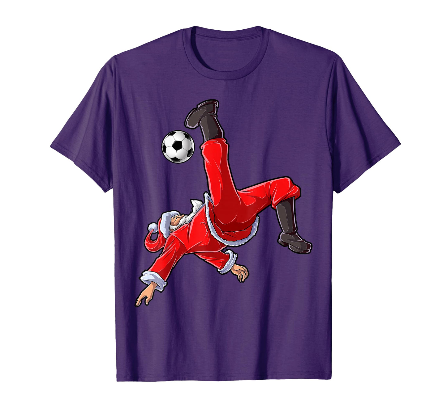 Christmas Santa Soccer Bicycle Kick Xmas Boys Men Ball Sports T-Shirt