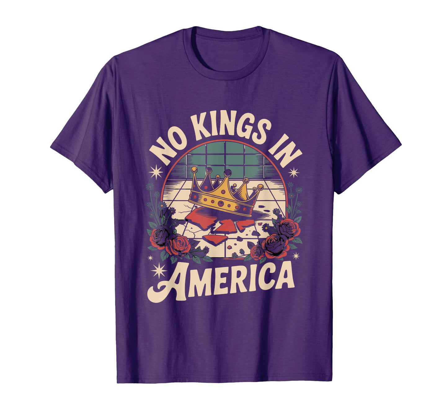No Kings In America Floral Retro Democracy T-Shirt