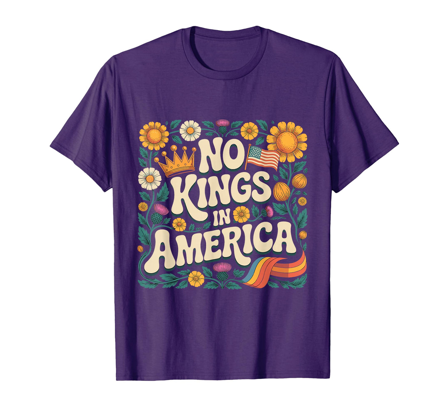 No Kings Retro Patriotic Flower T-Shirt