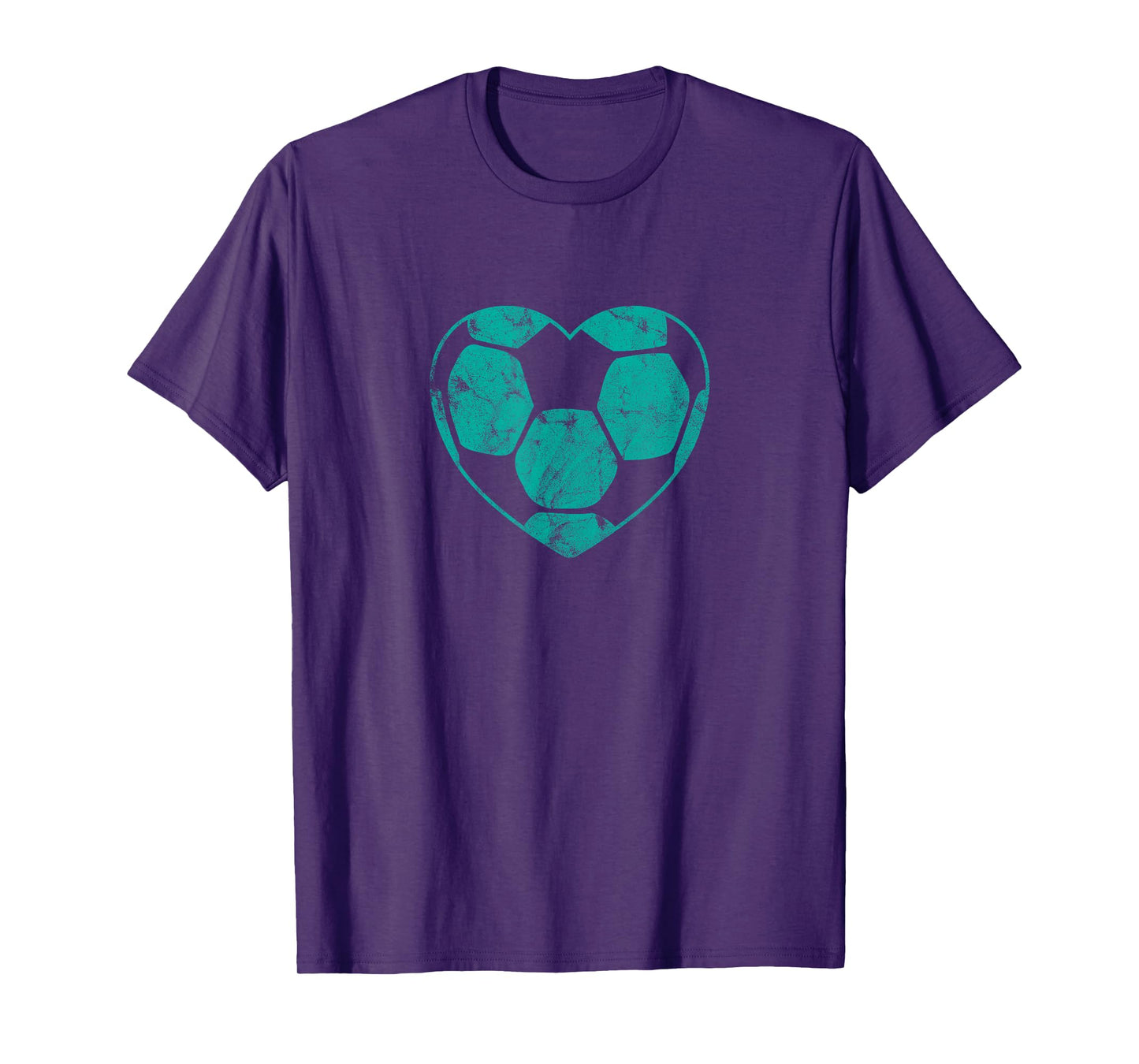 Soccer Ball Teal Heart Mom Fan Parent Vintage T-Shirt