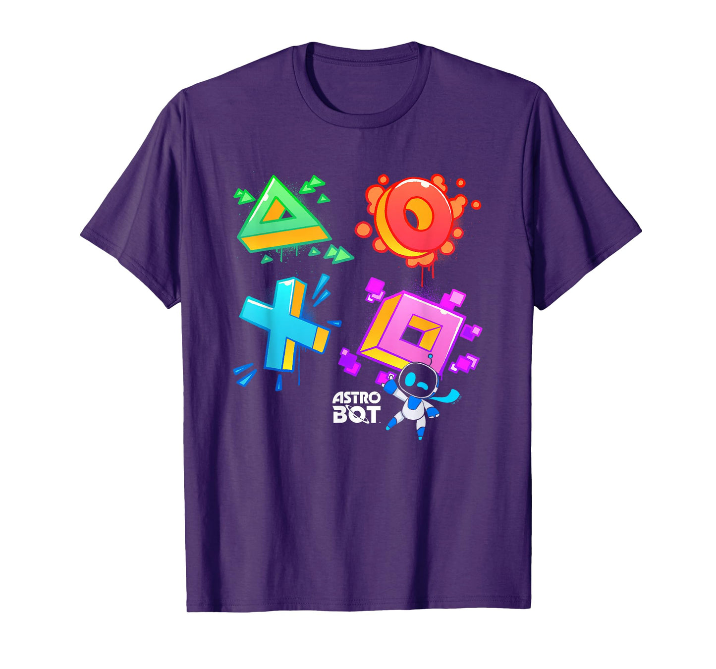 Astro Bot Rescue Mission Graffiti Style Buttons PlayStation T-Shirt