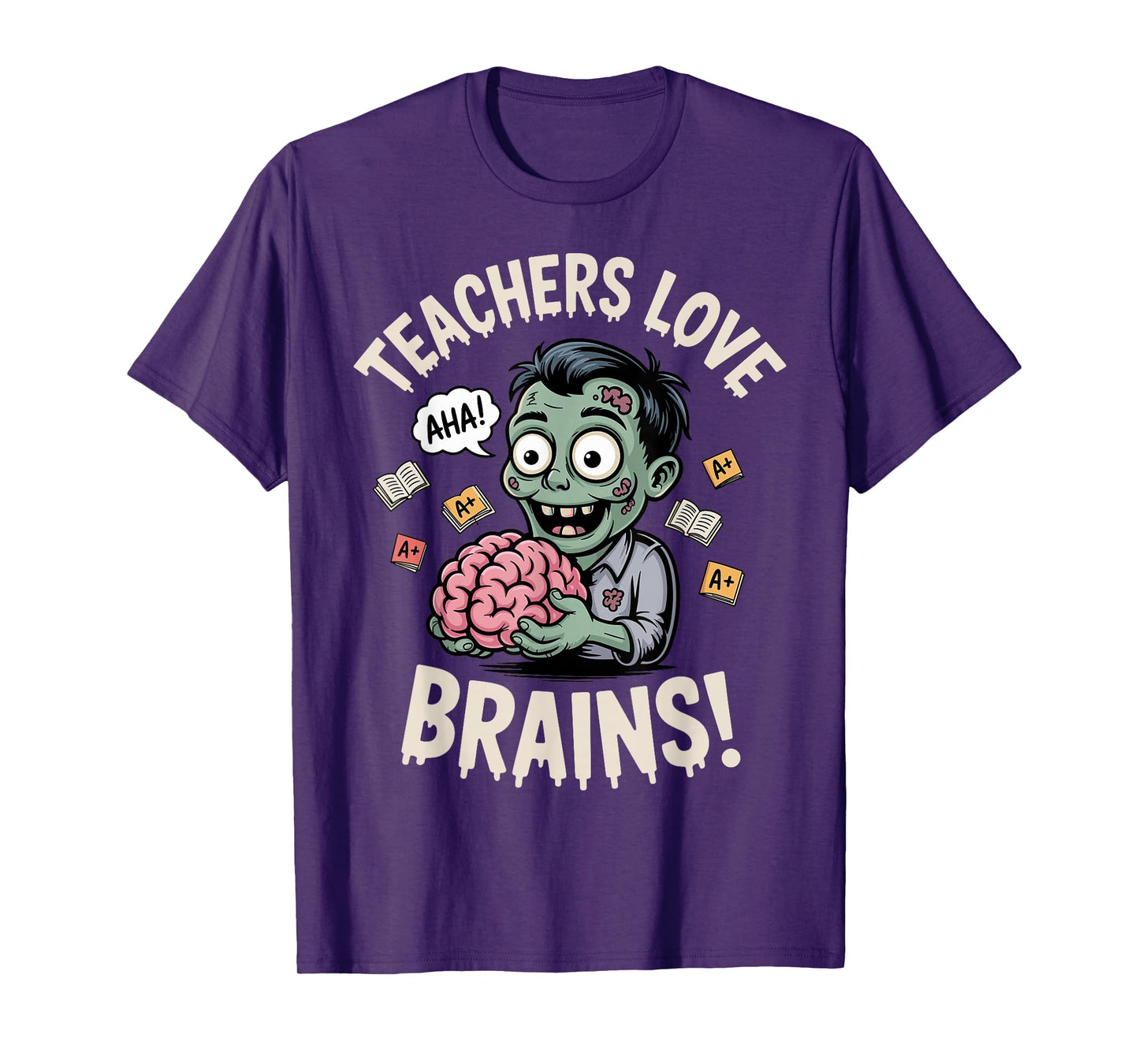 Teachers Love Brains Shirt Men Women Funny Teacher Halloween T-Shirt