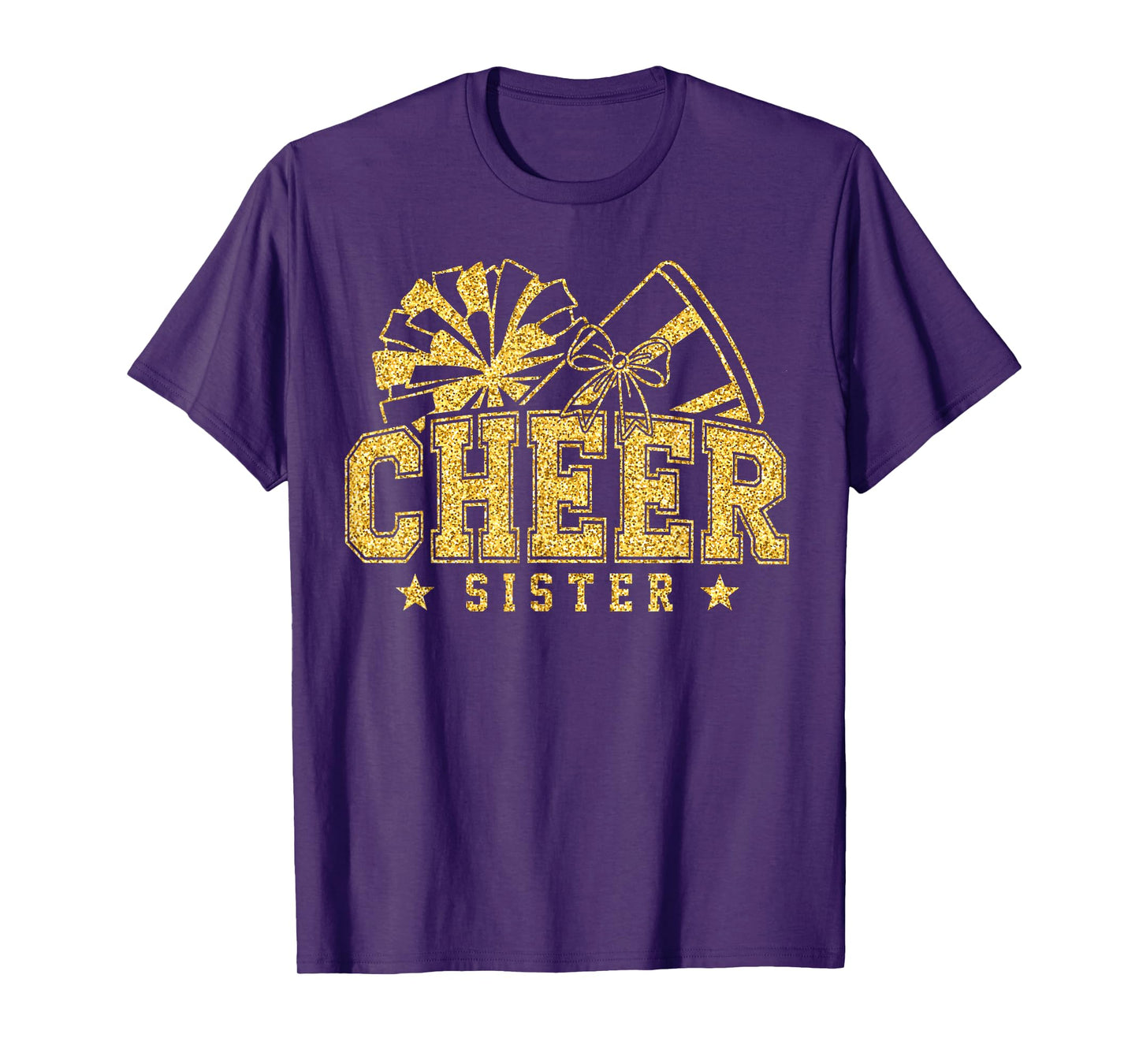 Cheer Sister Black Gold Pom Cheerleader Cheerleading T-Shirt